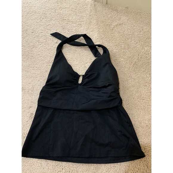 LANDS END WOMENS TAKINI SWIMSUIT TOP SIZE 8 BLACK - Picture 1 of 2